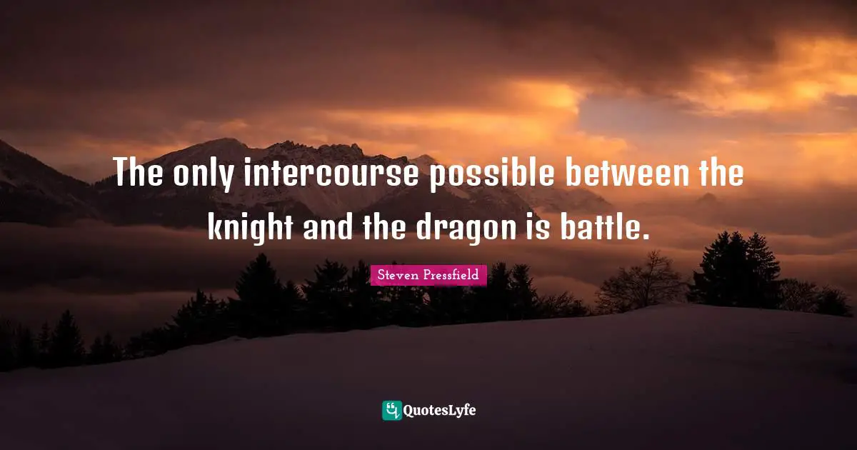 The only intercourse possible between the knight and the dragon is battle.