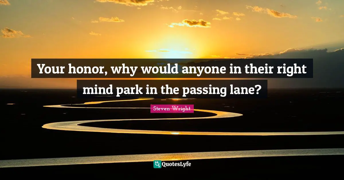 Your honor, why would anyone in their right mind park in the passing lane?