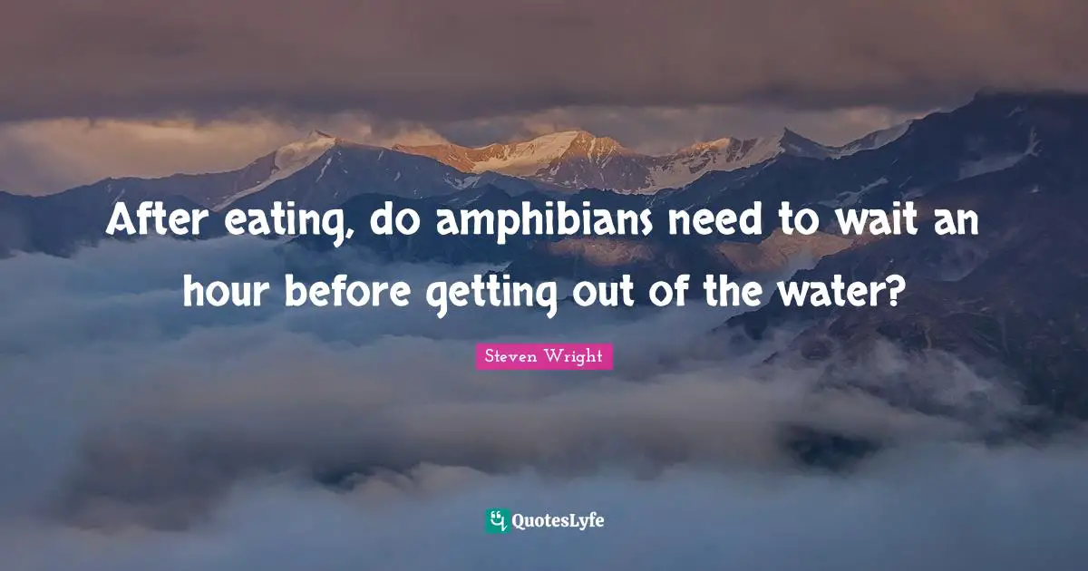 After eating, do amphibians need to wait an hour before getting out of the water?