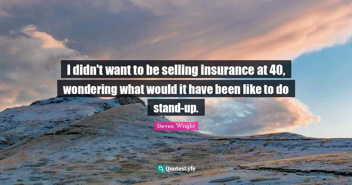 I didn't want to be selling insurance at 40, wondering what would it have been like to do stand-up.