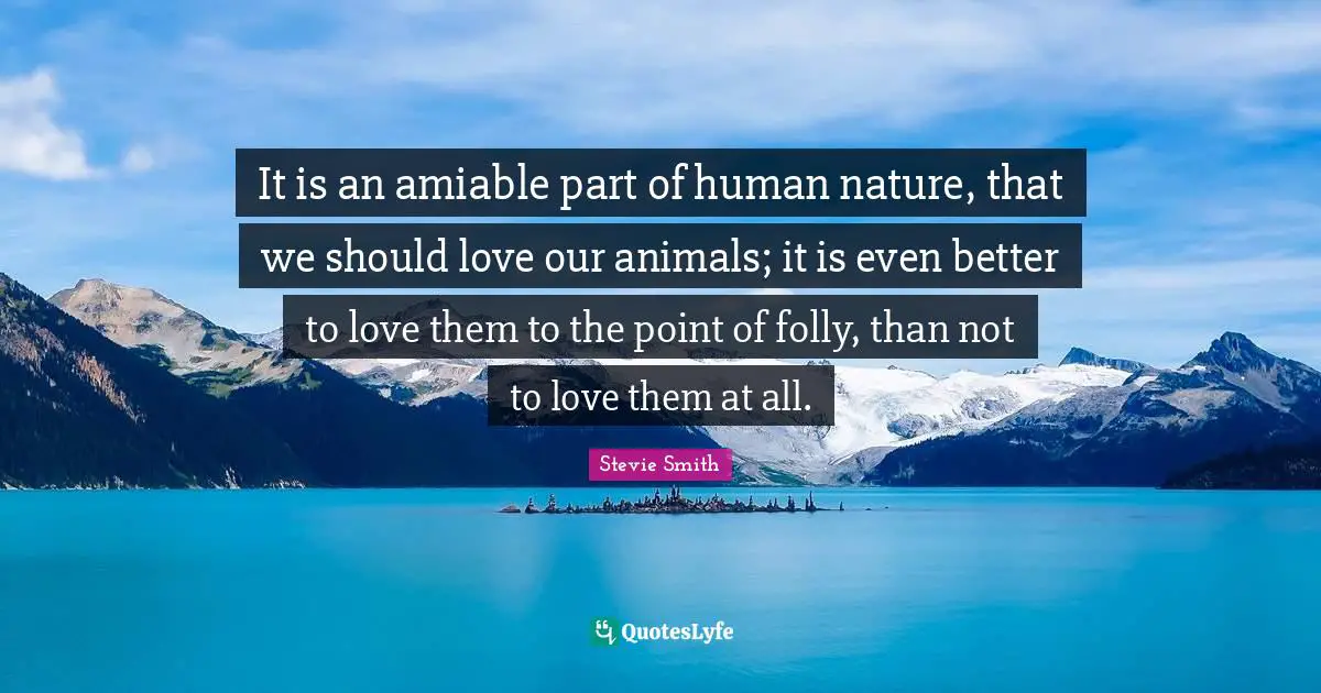 It is an amiable part of human nature, that we should love our animals; it is even better to love them to the point of folly, than not to love them at all.