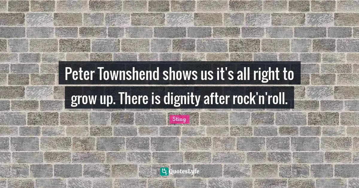 Peter Townshend shows us it's all right to grow up. There is dignity after rock'n'roll.