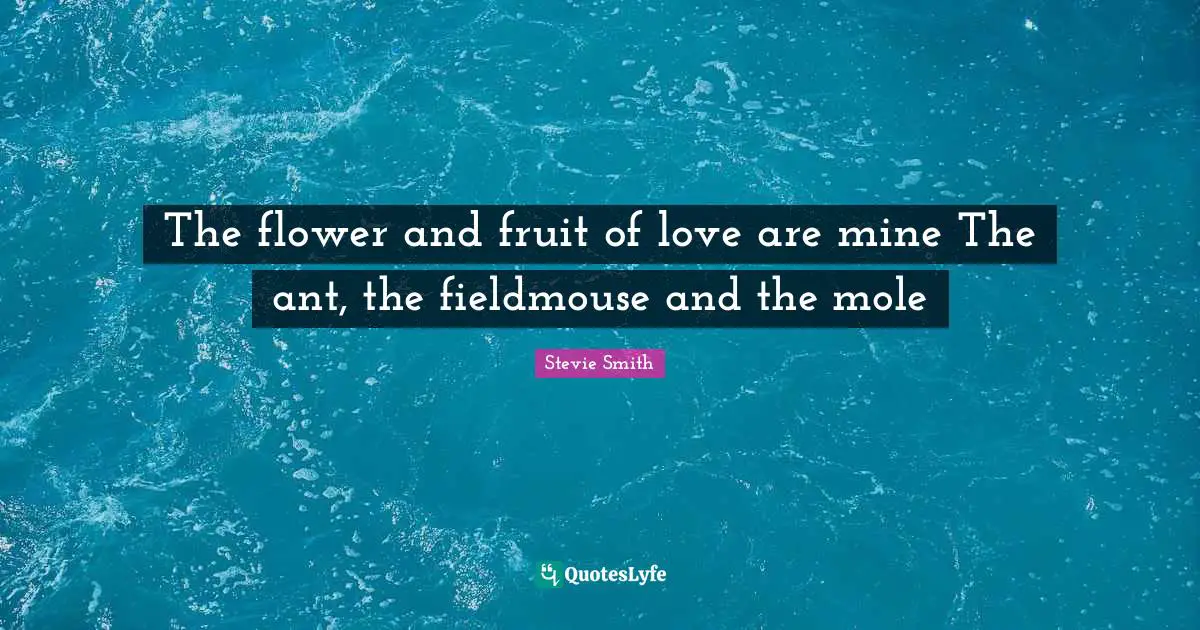 The flower and fruit of love are mine The ant, the fieldmouse and the mole