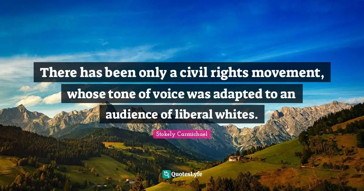 Adapted Quotes: "There has been only a civil rights movement, whose tone of voice was adapted to an audience of liberal whites."