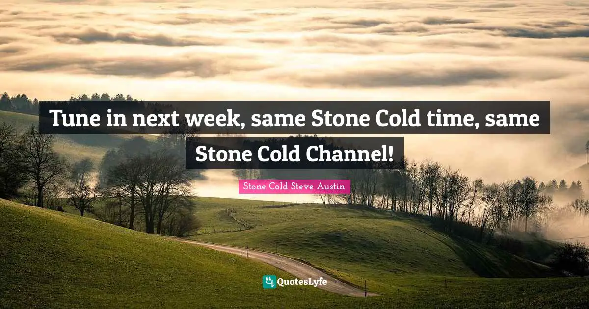 Stone Cold Steve Austin Quotes: Tune in next week, same Stone Cold time, same Stone Cold Channel!