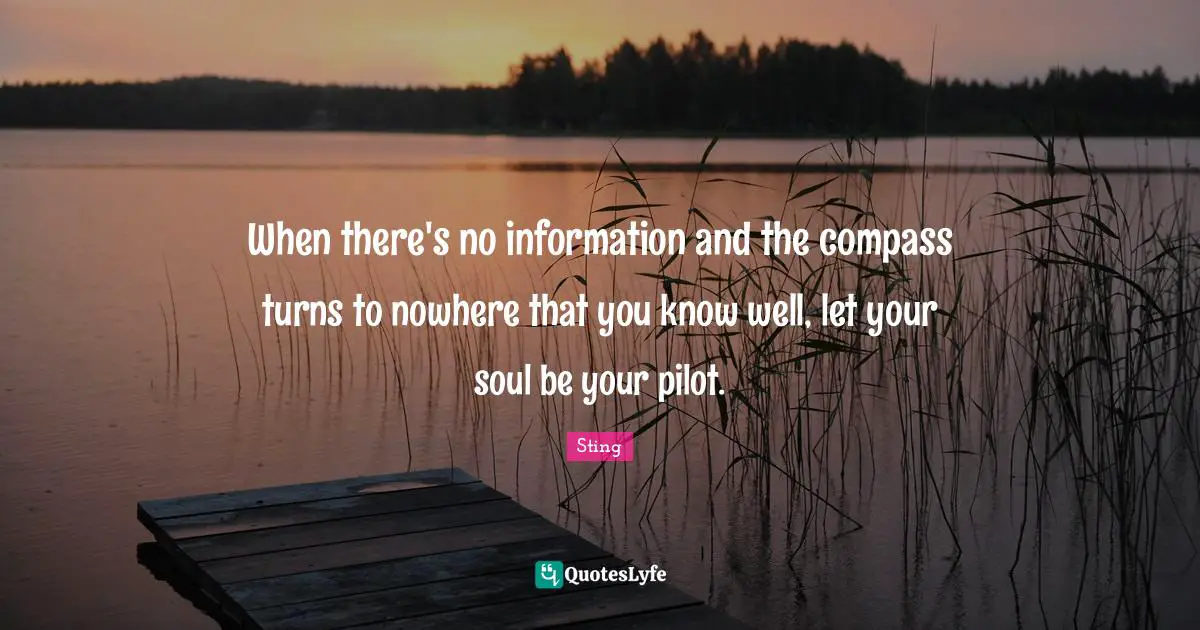 When there's no information and the compass turns to nowhere that you know well, let your soul be your pilot.