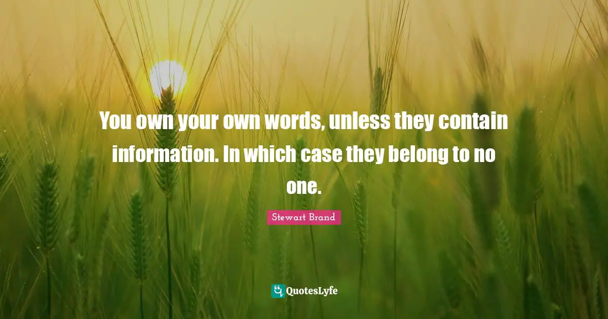 You own your own words, unless they contain information. In which case they belong to no one.