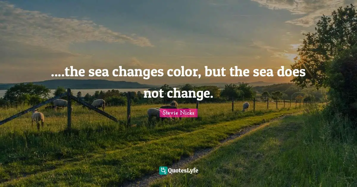 Stevie Nicks Quotes: "....the sea changes color, but the sea does not change."