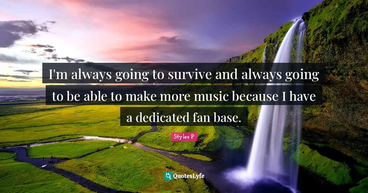 I'm always going to survive and always going to be able to make more music because I have a dedicated fan base.