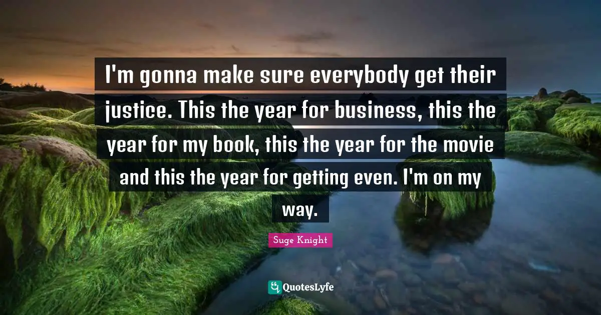 I'm gonna make sure everybody get their justice. This the year for business, this the year for my book, this the year for the movie and this the year for getting even. I'm on my way.