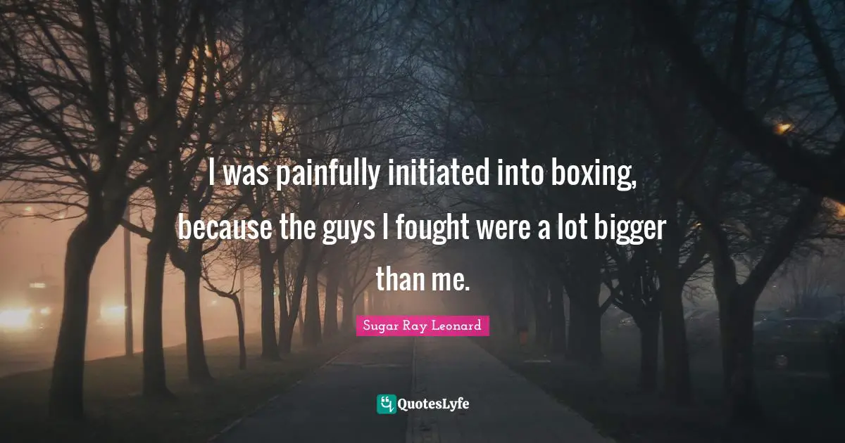 I was painfully initiated into boxing, because the guys I fought were a lot bigger than me.