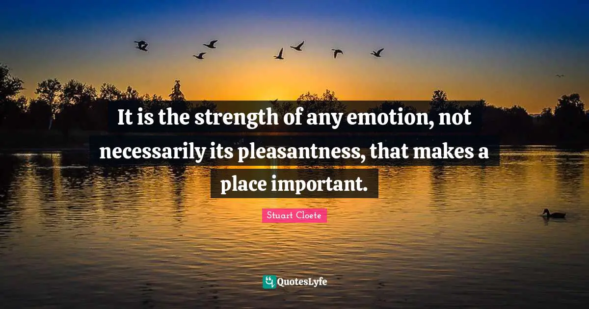 It is the strength of any emotion, not necessarily its pleasantness, that makes a place important.