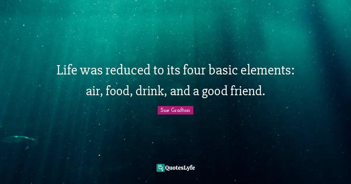 Life was reduced to its four basic elements: air, food, drink, and a good friend.