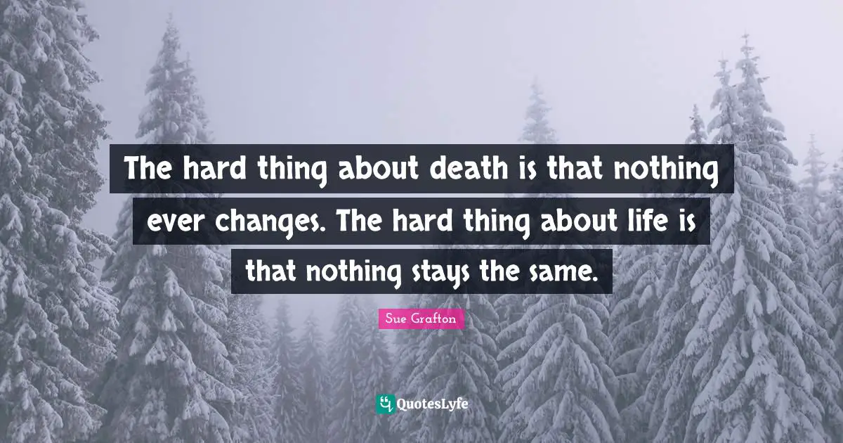 Ever Quotes: "The hard thing about death is that nothing ever changes. The hard thing about life is that nothing stays the same."