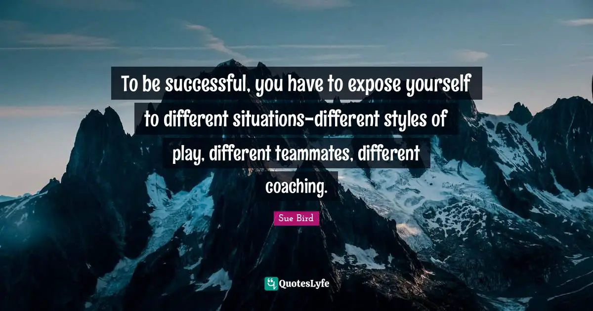 To be successful, you have to expose yourself to different situations-different styles of play, different teammates, different coaching.
