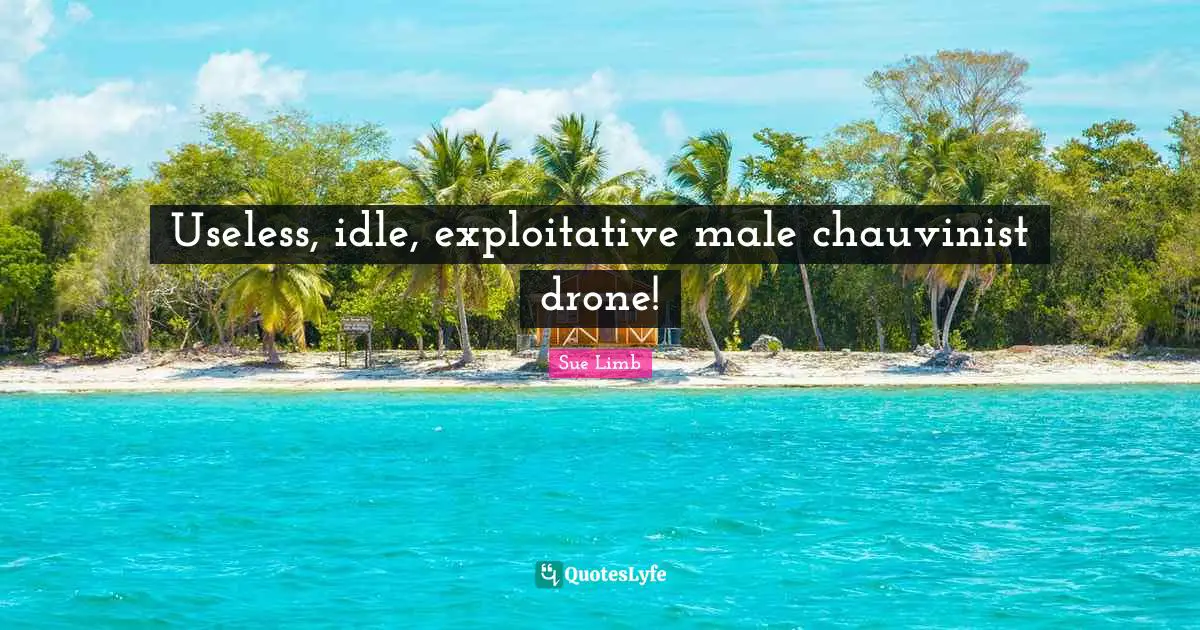 Drones Quotes: "Useless, idle, exploitative male chauvinist drone!"