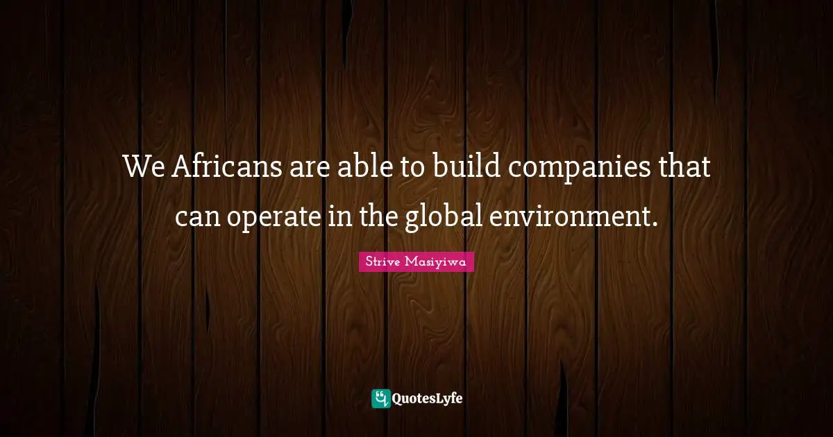 We Africans are able to build companies that can operate in the global environment.