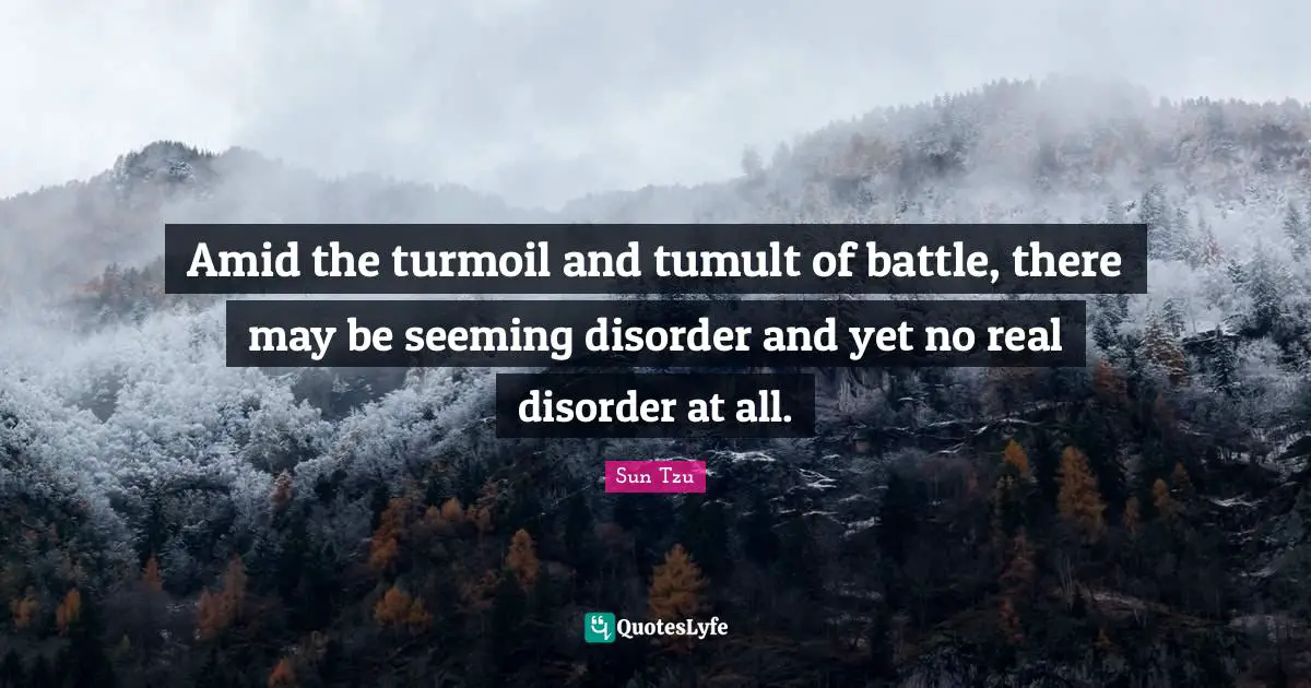 Seeming Quotes: "Amid the turmoil and tumult of battle, there may be seeming disorder and yet no real disorder at all."