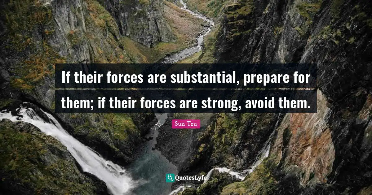 If their forces are substantial, prepare for them; if their forces are strong, avoid them.