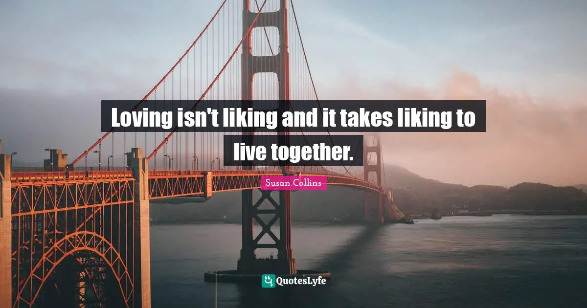 Loving isn't liking and it takes liking to live together.