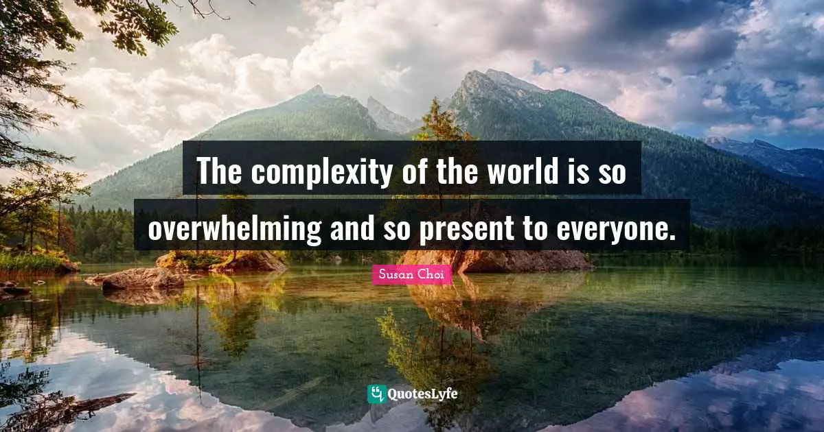 The complexity of the world is so overwhelming and so present to everyone.