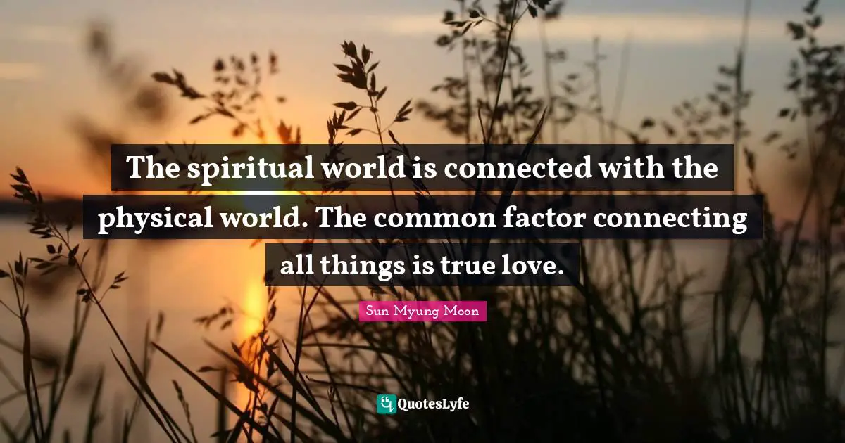 The spiritual world is connected with the physical world. The common factor connecting all things is true love.