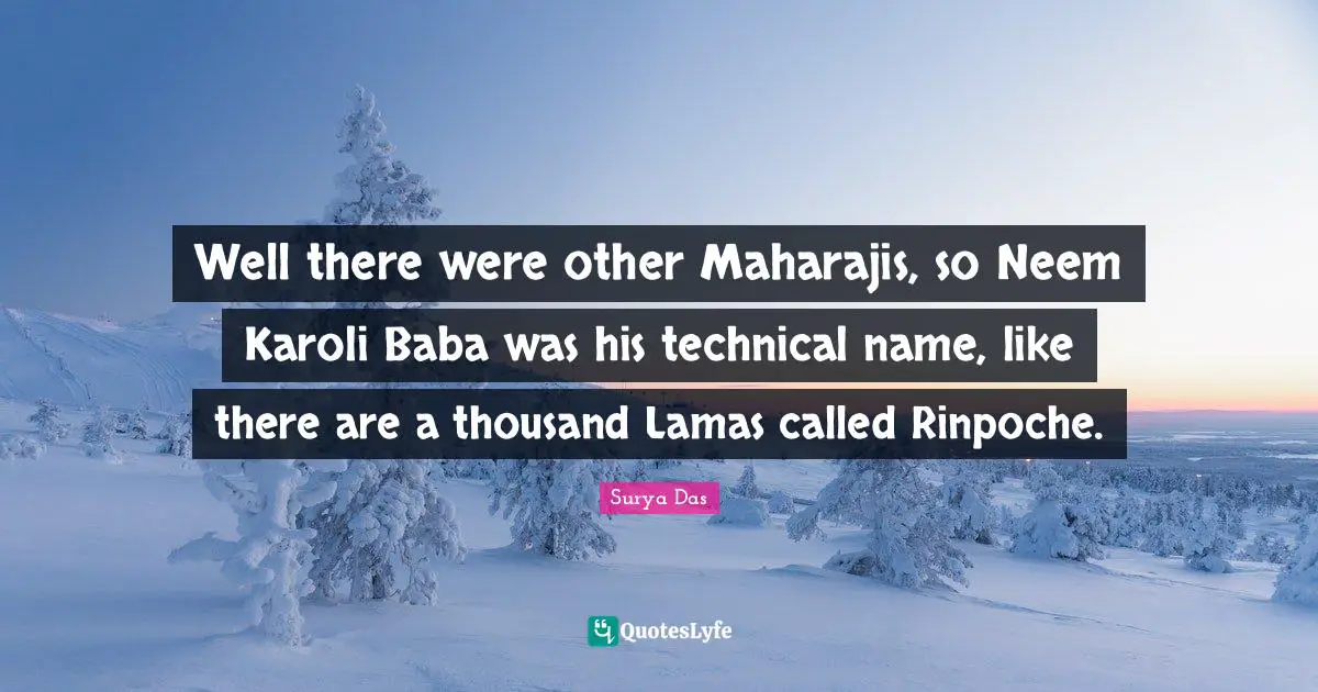 Well there were other Maharajis, so Neem Karoli Baba was his technical name, like there are a thousand Lamas called Rinpoche.