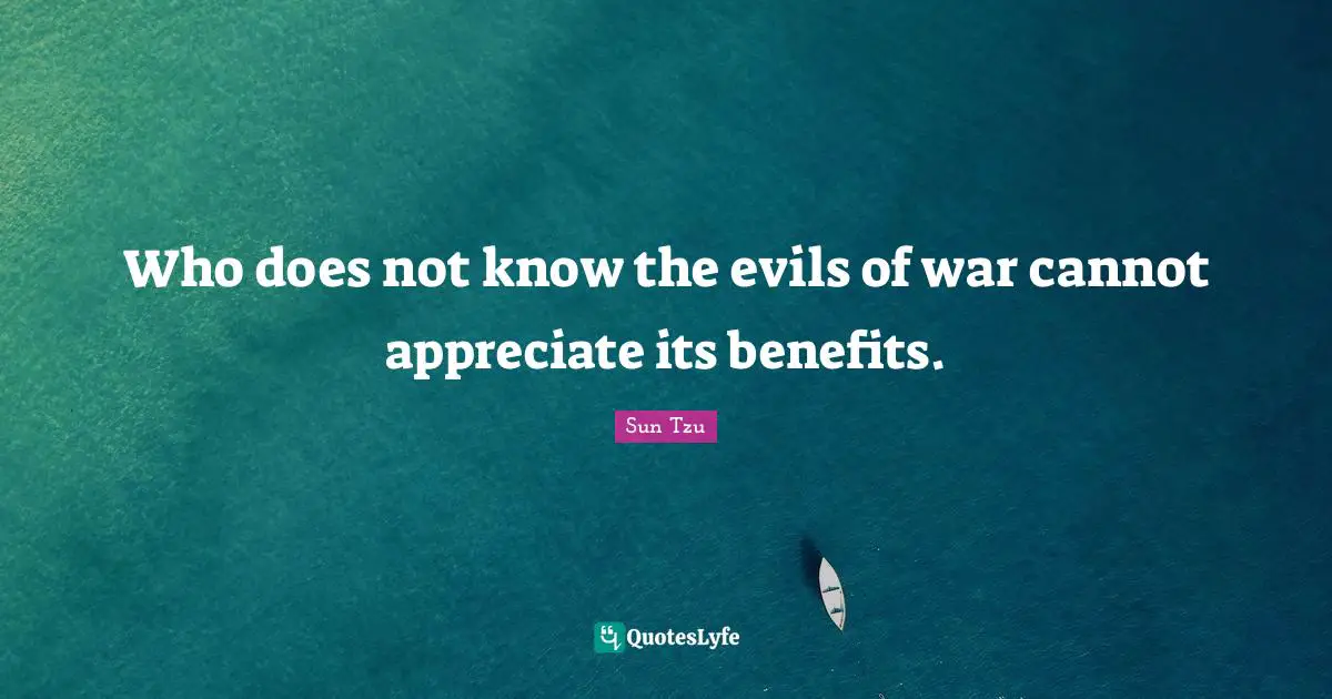 Who does not know the evils of war cannot appreciate its benefits.