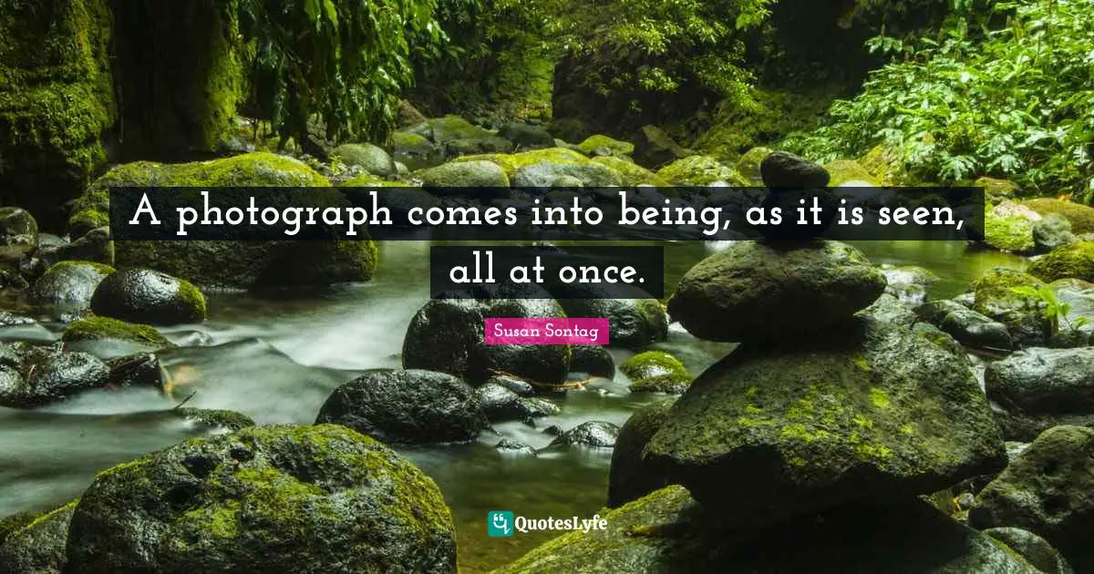A photograph comes into being, as it is seen, all at once.