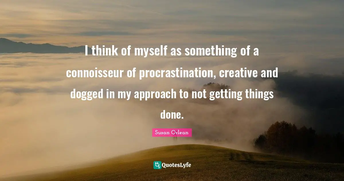 I think of myself as something of a connoisseur of procrastination, creative and dogged in my approach to not getting things done.