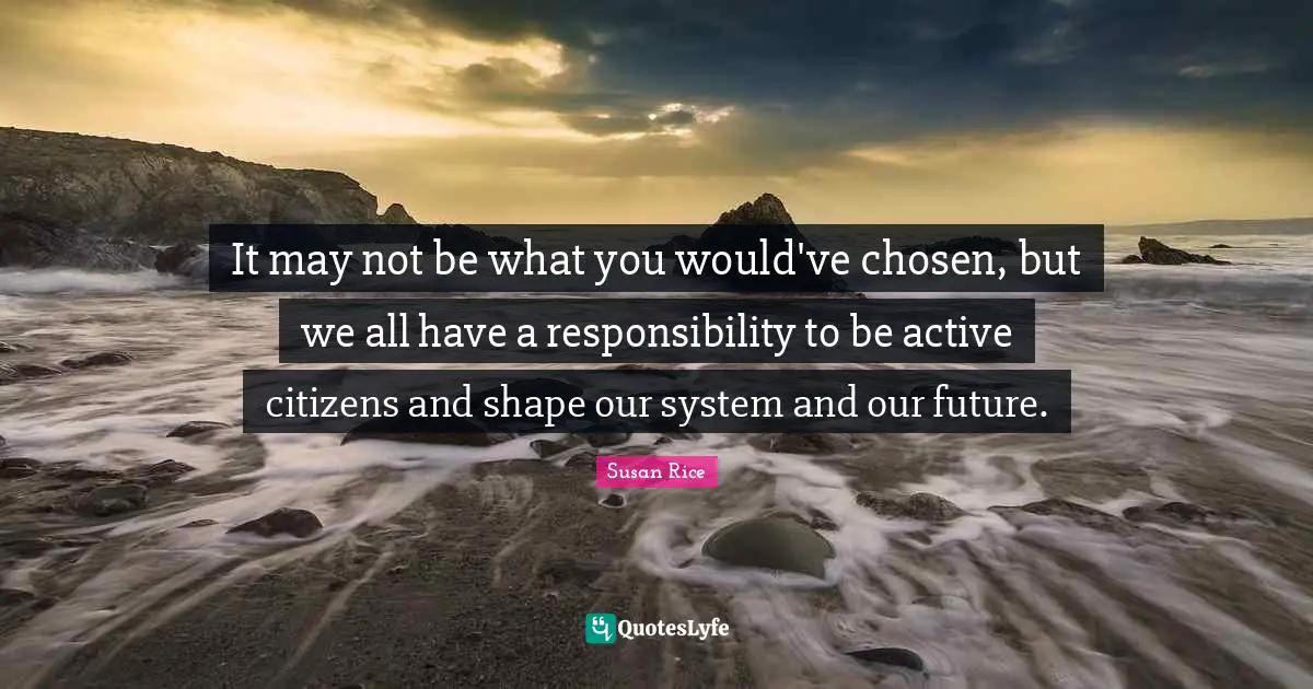 It may not be what you would've chosen, but we all have a responsibility to be active citizens and shape our system and our future.