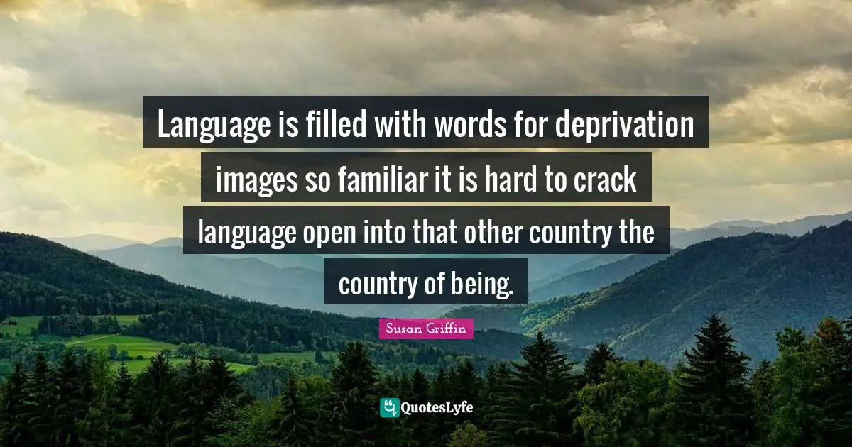 Language is filled with words for deprivation images so familiar it is hard to crack language open into that other country the country of being.
