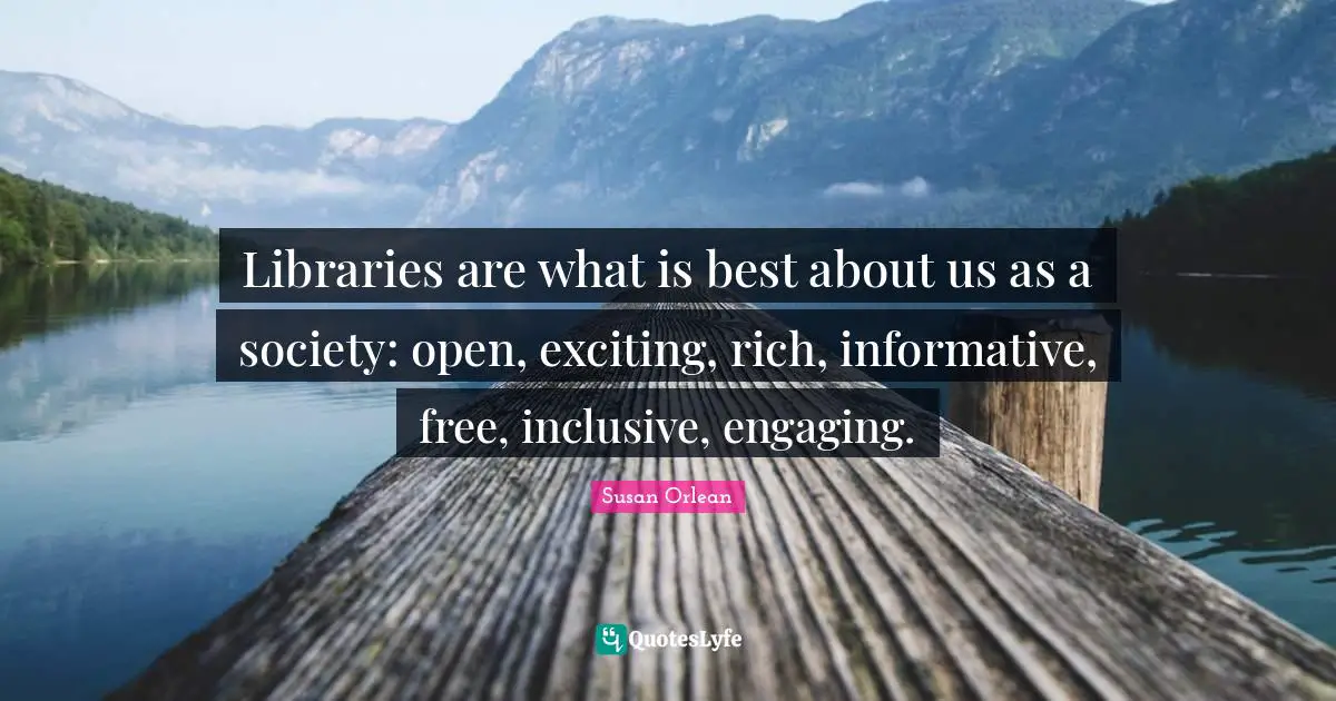 Libraries are what is best about us as a society: open, exciting, rich, informative, free, inclusive, engaging.