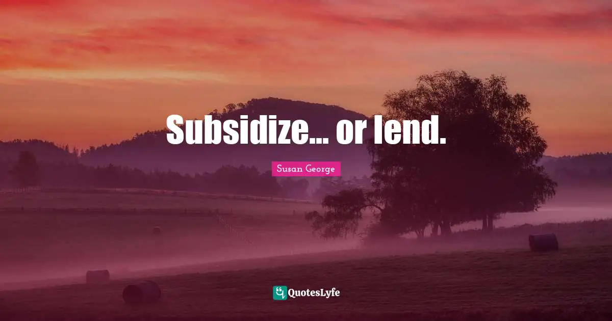 Subsidize... or lend.