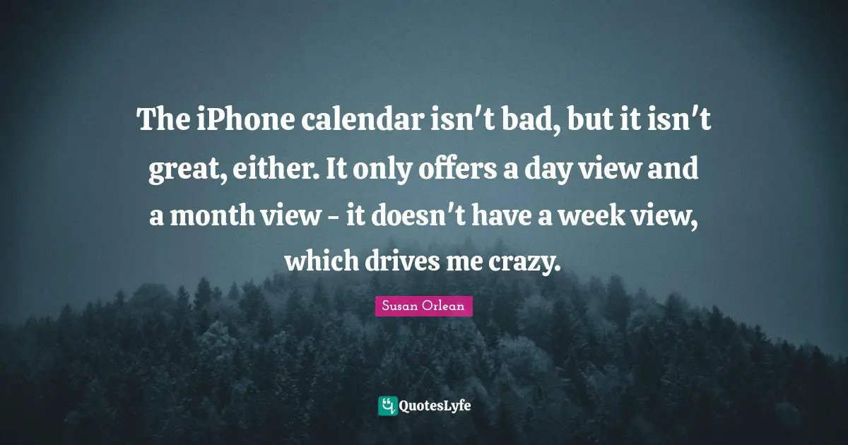 The iPhone calendar isn't bad, but it isn't great, either. It only offers a day view and a month view - it doesn't have a week view, which drives me crazy.