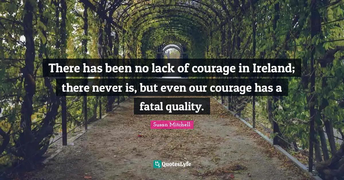 There has been no lack of courage in Ireland; there never is, but even our courage has a fatal quality.