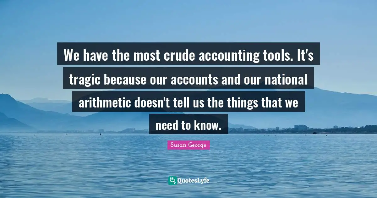 Arithmetic Quotes: "We have the most crude accounting tools. It's tragic because our accounts and our national arithmetic doesn't tell us the things that we need to know."
