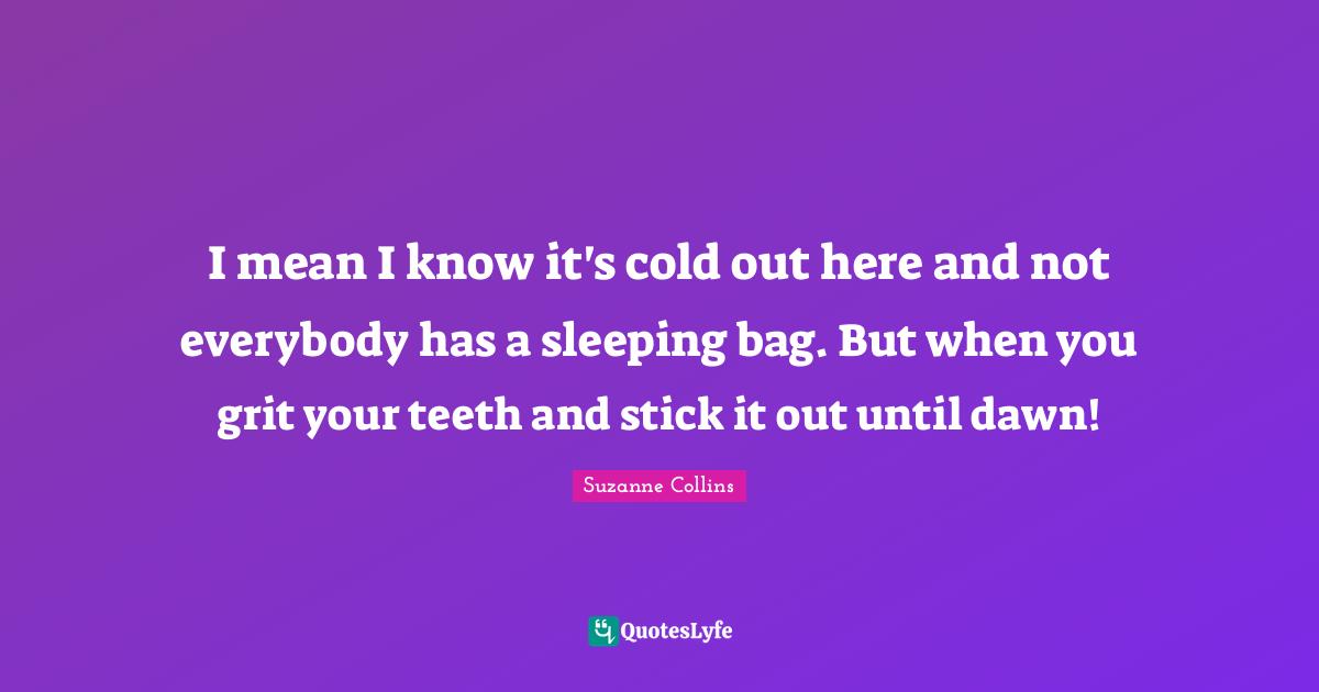 Grit Quotes: "I mean I know it's cold out here and not everybody has a sleeping bag. But when you grit your teeth and stick it out until dawn!"