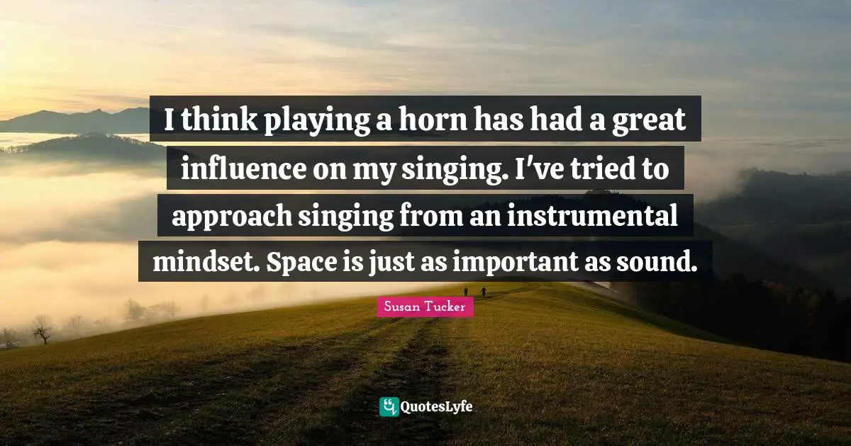 I think playing a horn has had a great influence on my singing. I've tried to approach singing from an instrumental mindset. Space is just as important as sound.