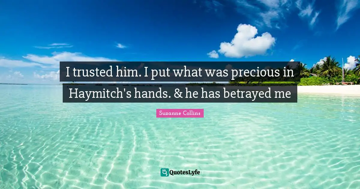 Haymitch Quotes: "I trusted him. I put what was precious in Haymitch's hands. & he has betrayed me"