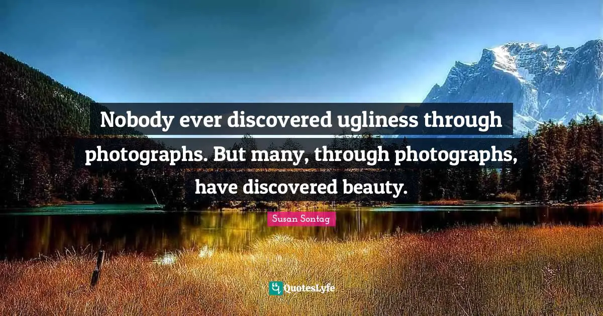 Nobody ever discovered ugliness through photographs. But many, through photographs, have discovered beauty.