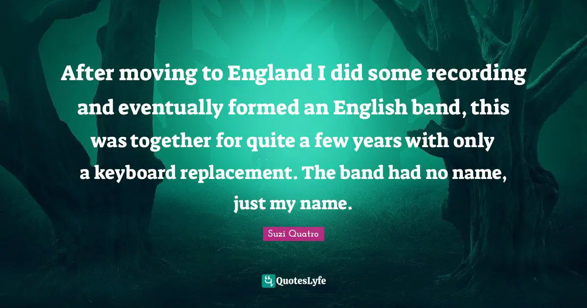 After moving to England I did some recording and eventually formed an English band, this was together for quite a few years with only a keyboard replacement. The band had no name, just my name.