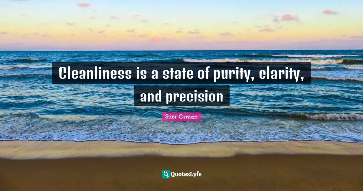 Cleanliness is a state of purity, clarity, and precision