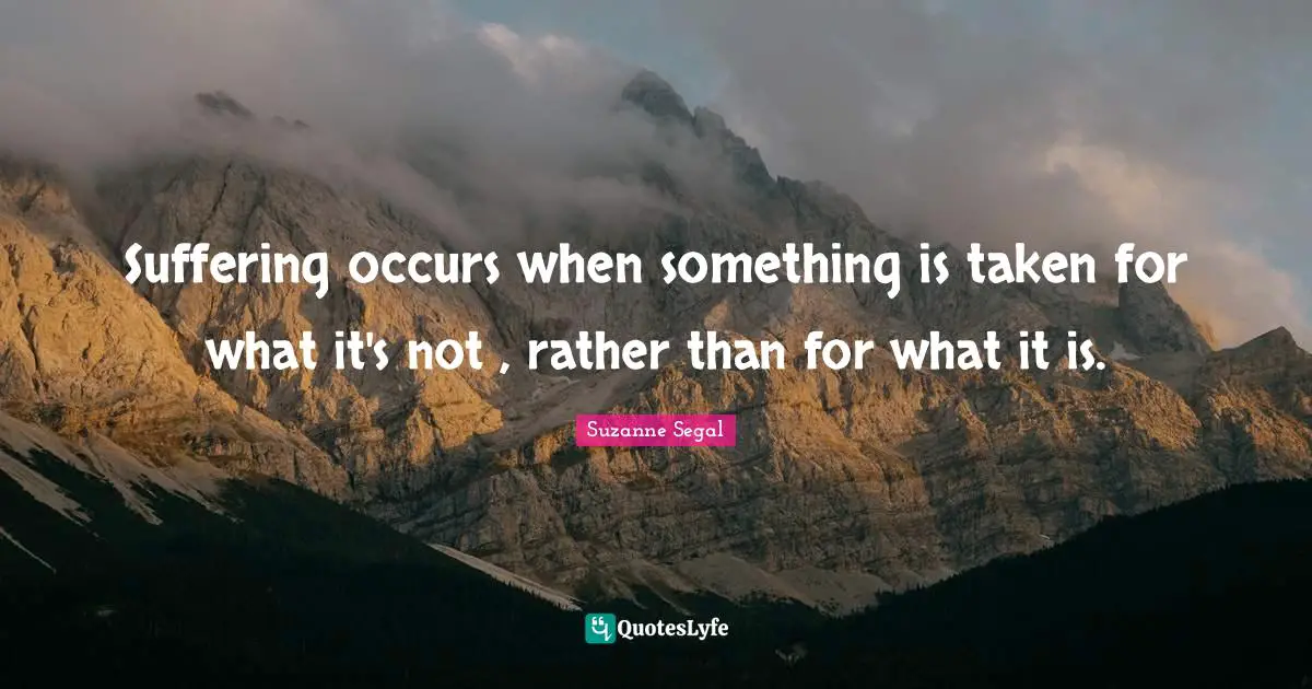 Suffering occurs when something is taken for what it's not , rather than for what it is.