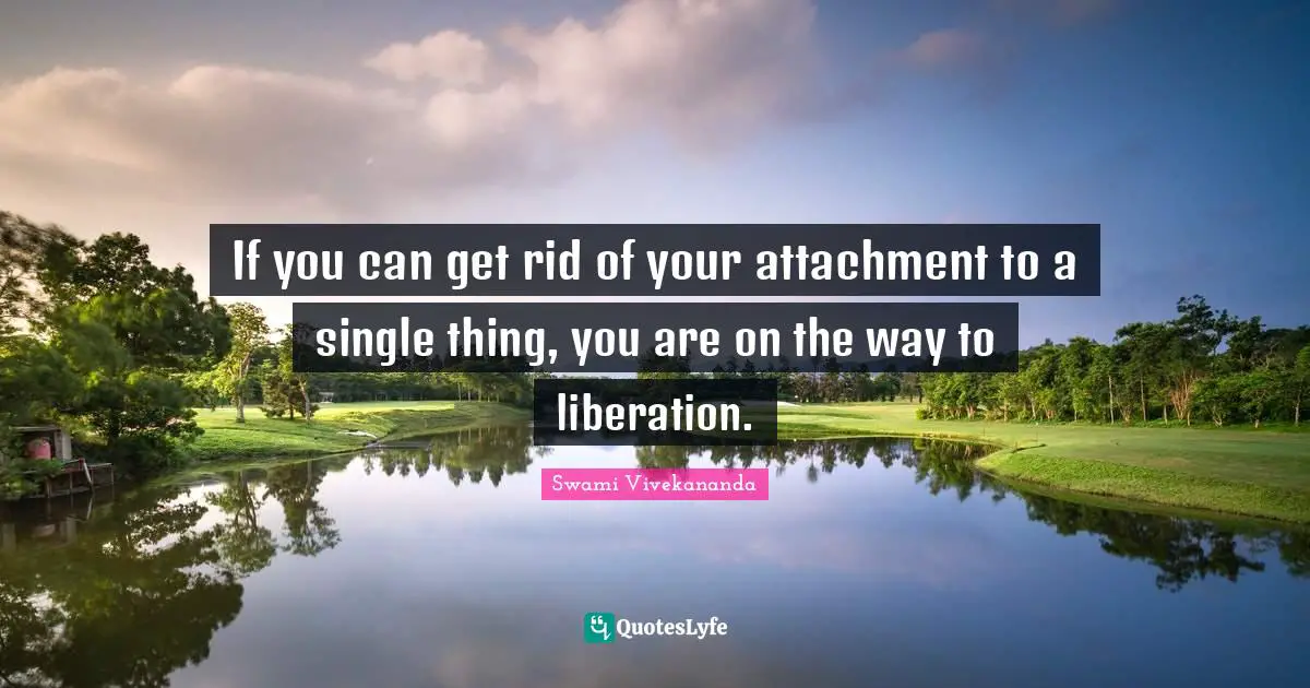 If you can get rid of your attachment to a single thing, you are on the way to liberation.