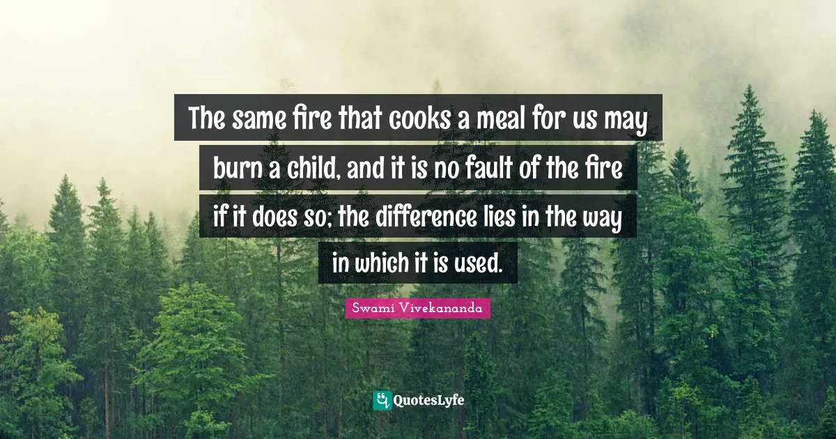 Cooks Quotes: "The same fire that cooks a meal for us may burn a child, and it is no fault of the fire if it does so; the difference lies in the way in which it is used."