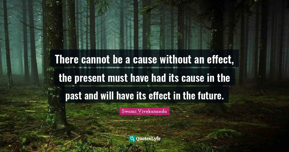 There cannot be a cause without an effect, the present must have had its cause in the past and will have its effect in the future.