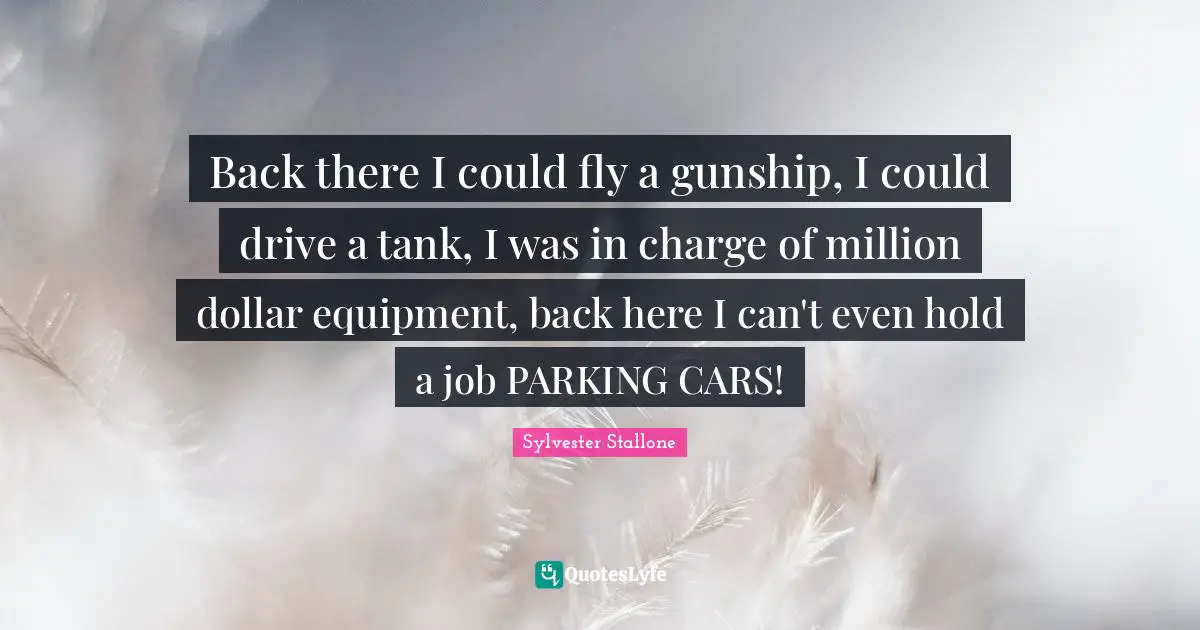 Back there I could fly a gunship, I could drive a tank, I was in charge of million dollar equipment, back here I can't even hold a job PARKING CARS!