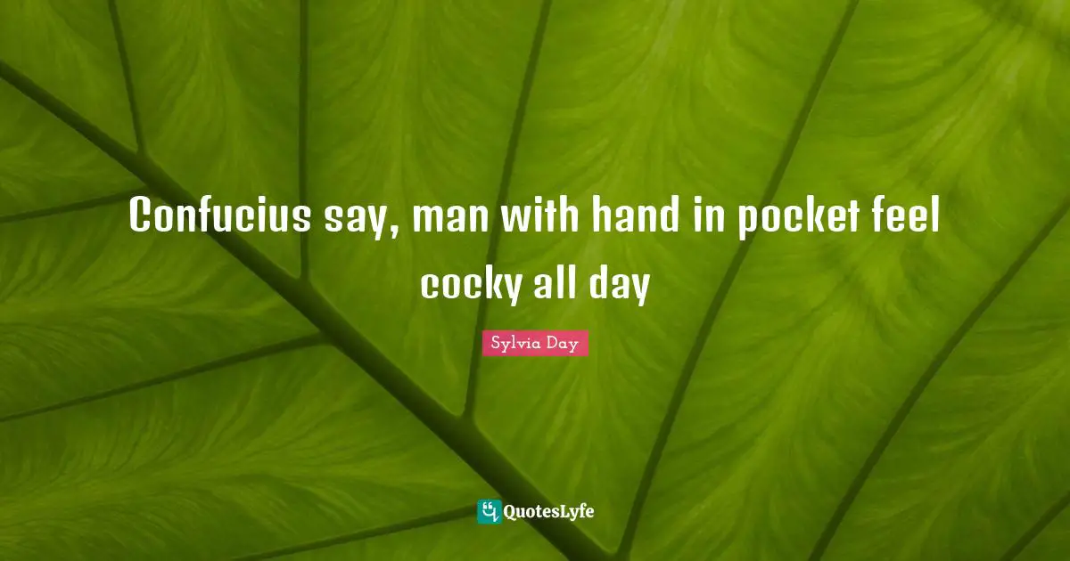 Confucius say, man with hand in pocket feel cocky all day