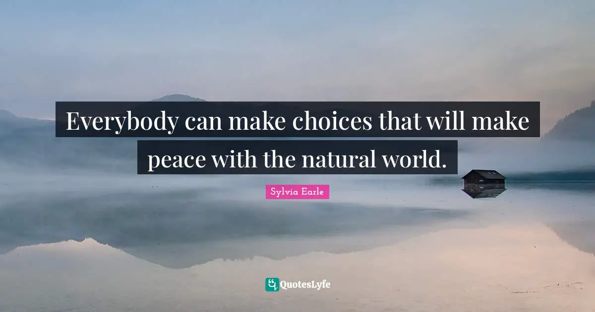Sylvia Earle Quotes: "Everybody can make choices that will make peace with the natural world."
